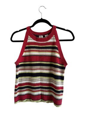 Vintage Y2K American Eagle Striped Ribbed Knit Halter Tank Top Women’s Size L